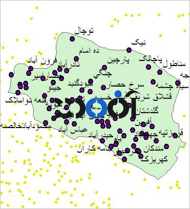 شیپ فایل روستاهای شهرستان پاکدشت